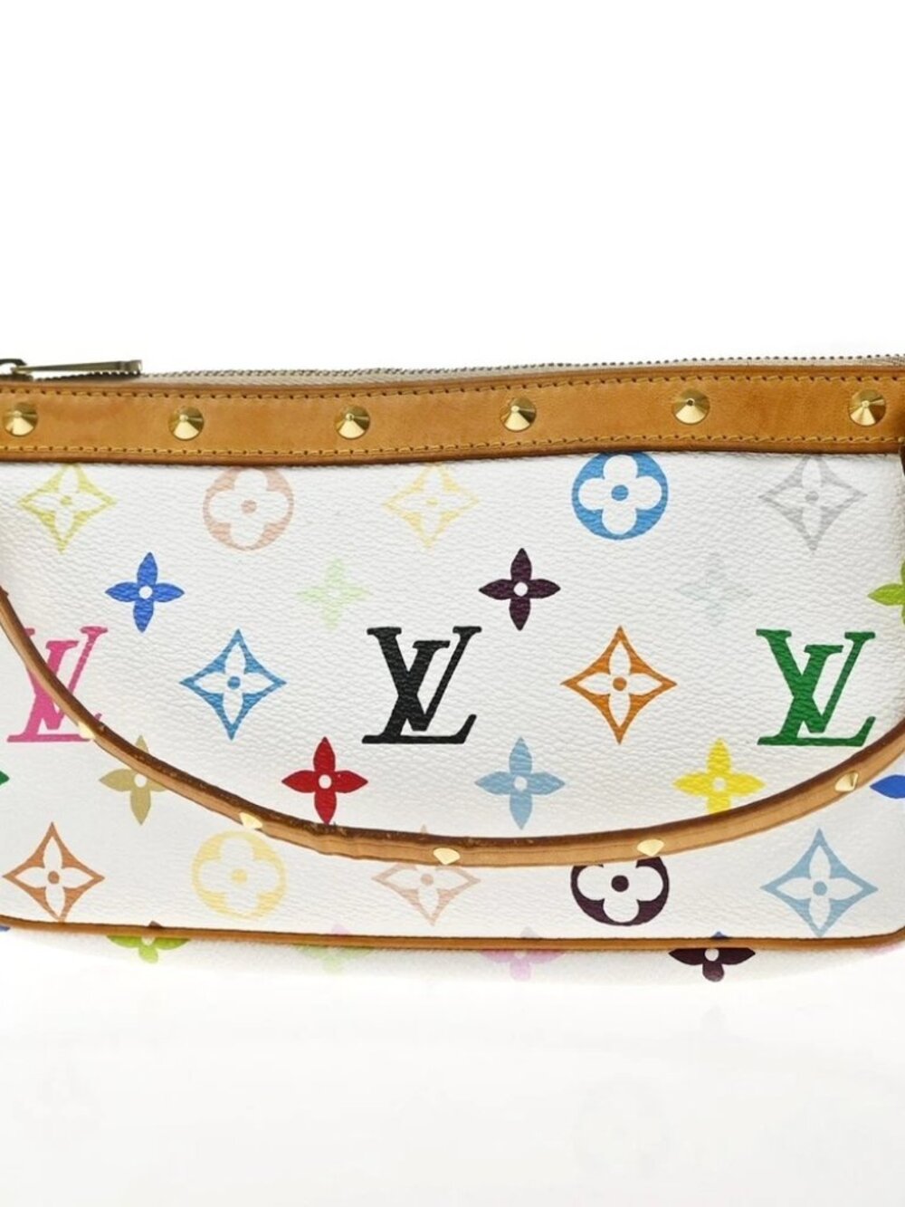 LOUIS VUITTON Pochette Accessoires Hand Bag Monogram Multi White M92649 45YJ553